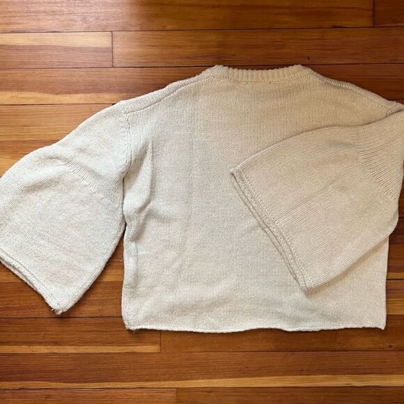 Zara Cream Bell Sleeve Chunky Sweater - Picture 4 of 5